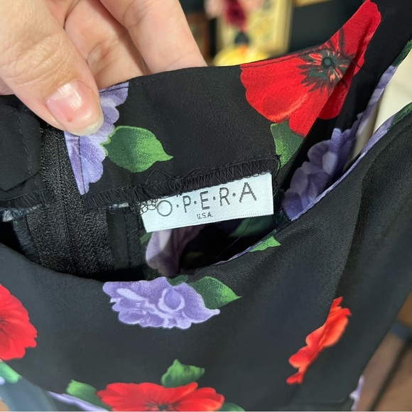 Vintage Floral Black Dress with Red and Purple Flowers - Picture 4 of 8